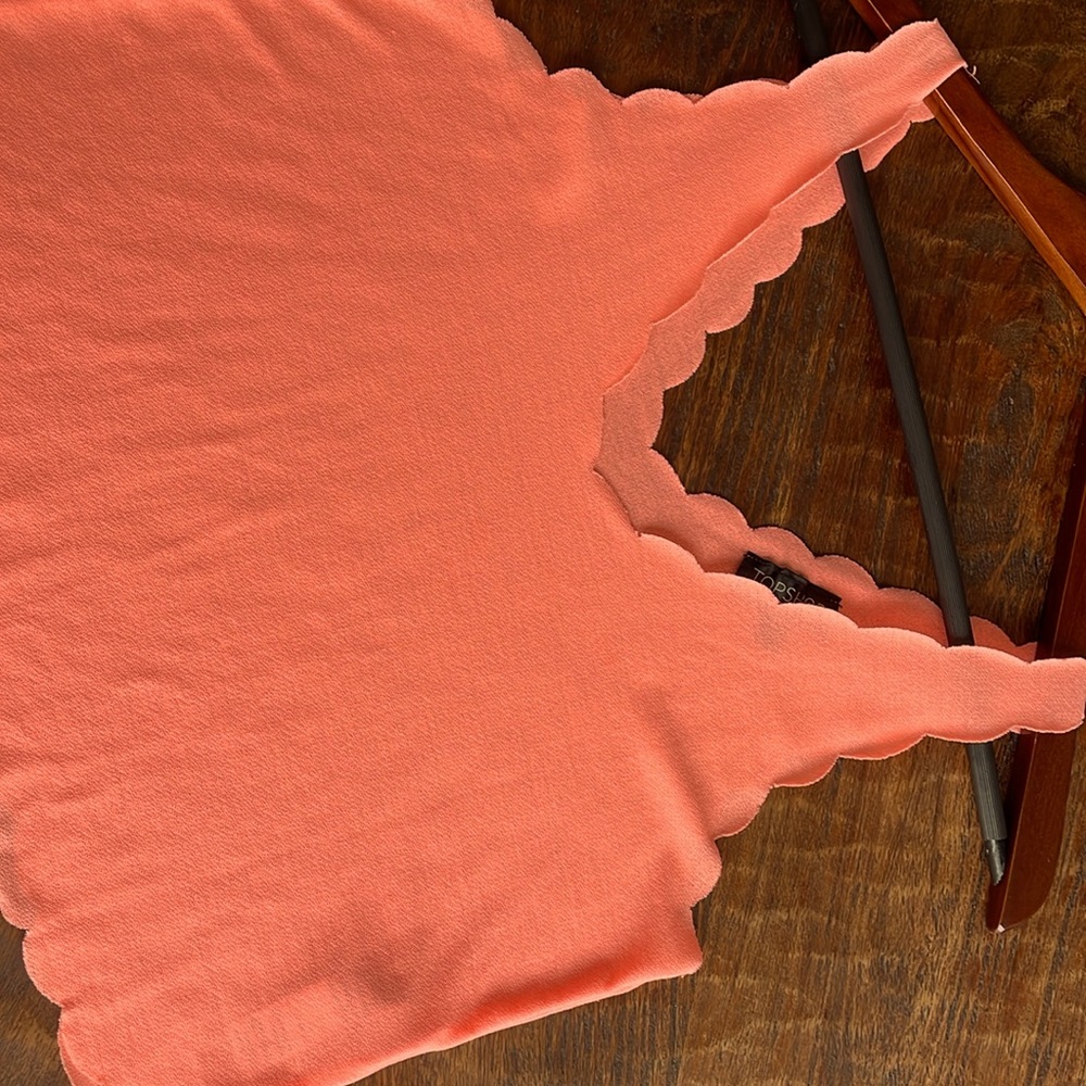 Top Shop Scalloped crop tank in electric orange Sz 2 XS